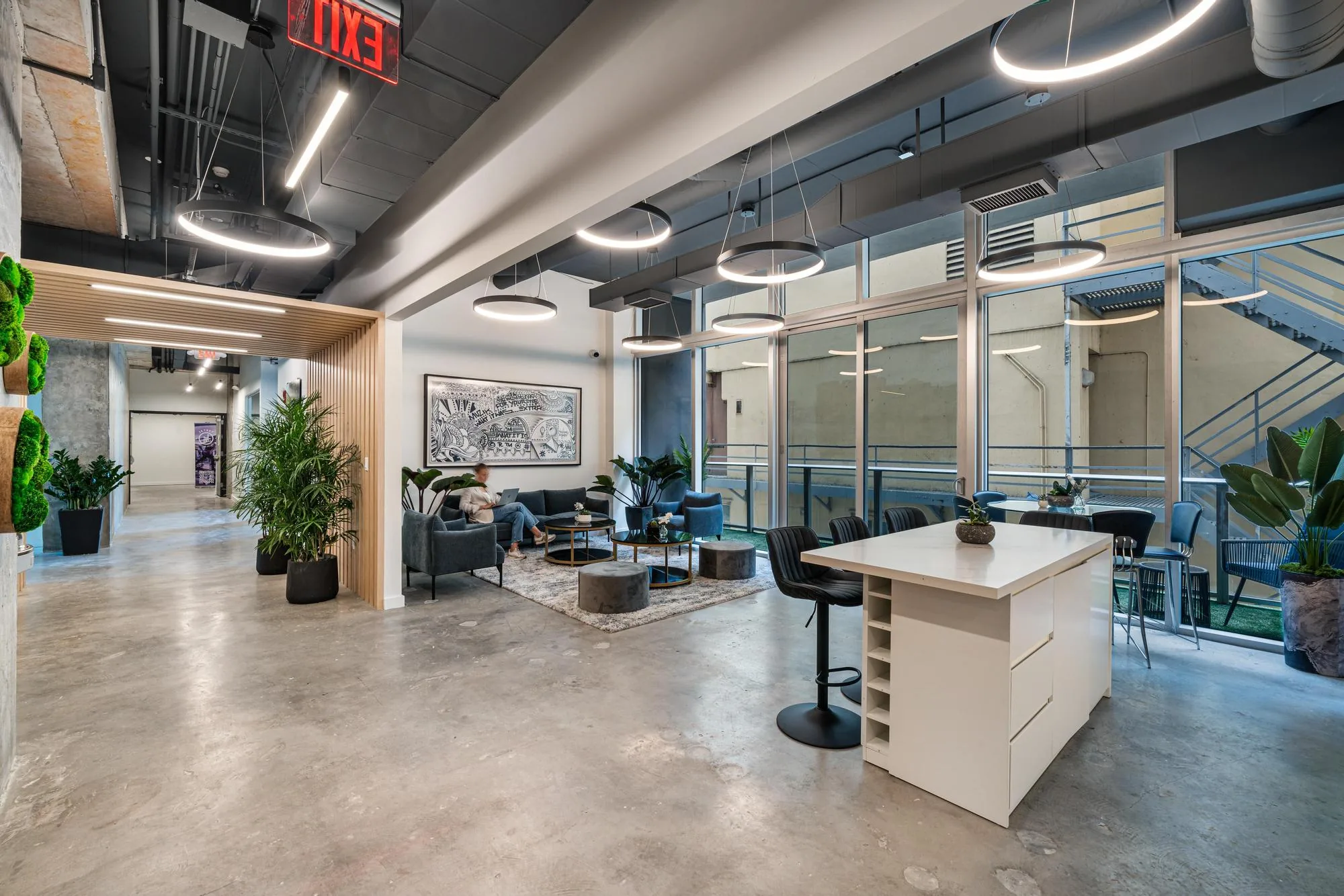 A common area inside Clear Spaces at 151 SE 1st, Miami