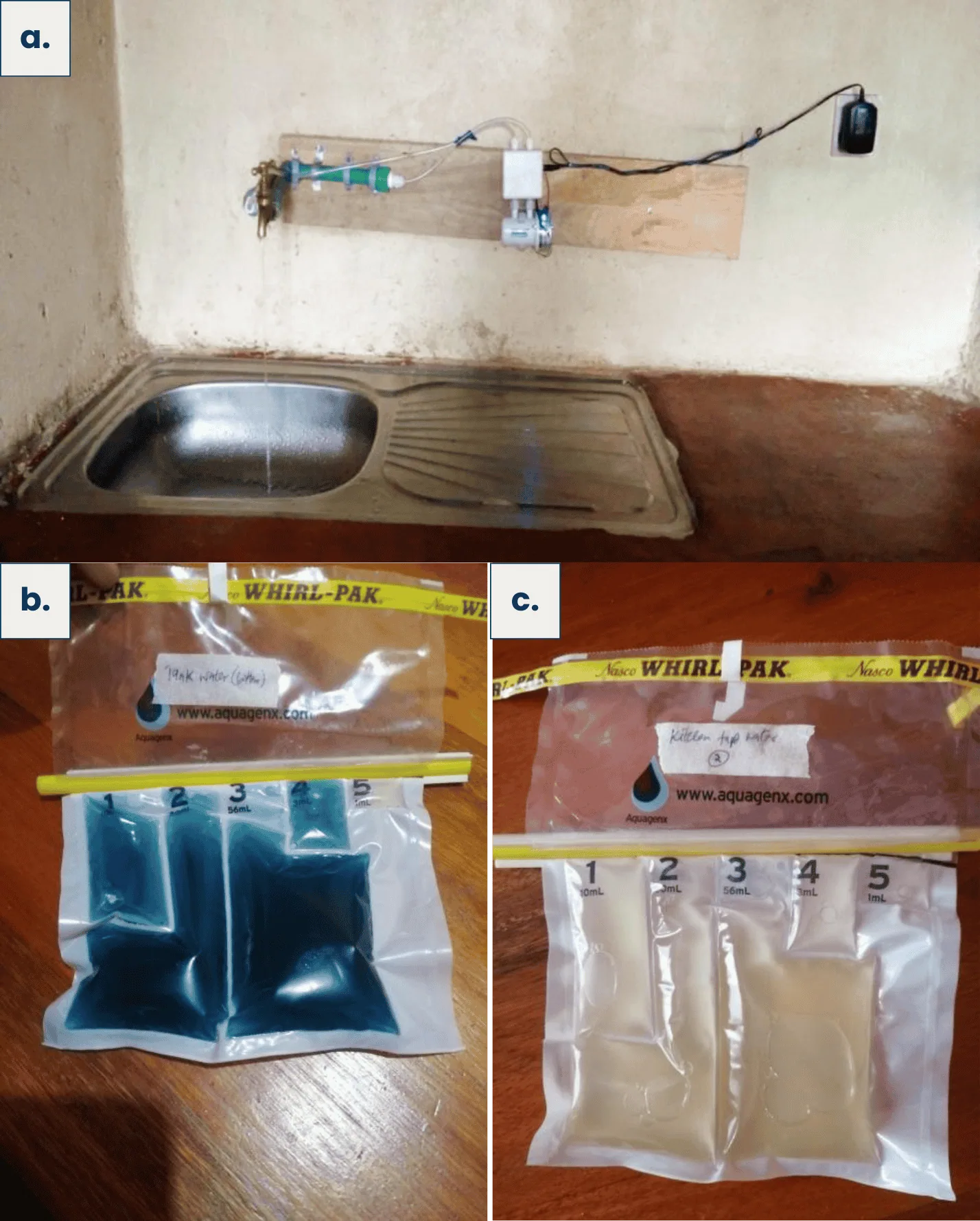 The UV disinfection unit from the pilot project, showing the single point-of-use faucet